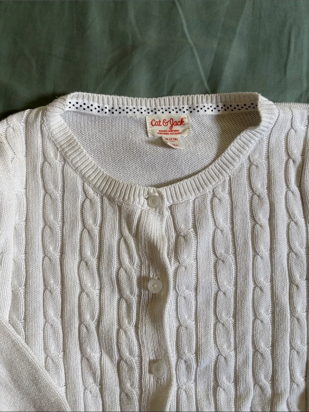 Cat & Jack White Cable Knit Button-Up Cardigan